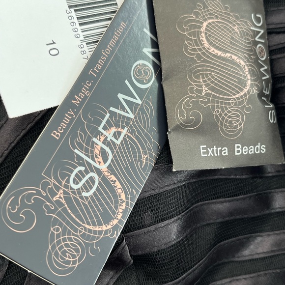 Sue Wong strapless dress. Black on black design. Fully lined. Straps.NWT.Size 10 - Picture 6 of 11